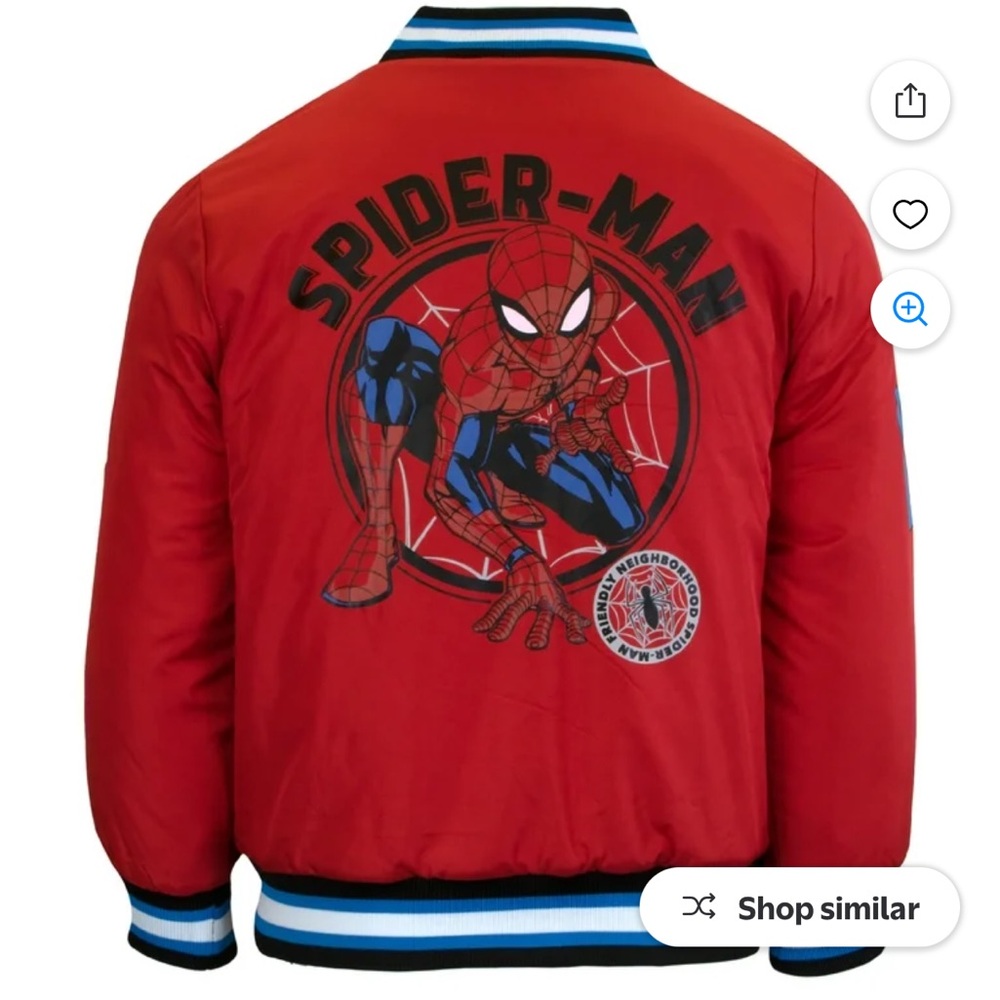 Marvel Superheroes Characters Boys Bomber Jacket, Spider-Man - Picture 3 of 13